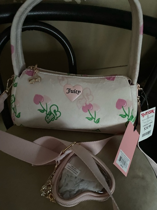 Juicy Couture Handbags - Juicy Couture Pink Floral Crossbody Bag with Detachable Strap